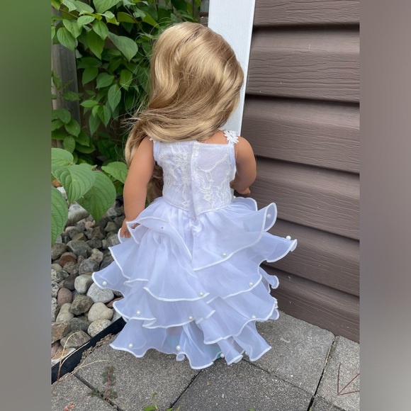 American Girl Doll Sized White Formal Dress for 18-inch Dolls - Picture 4 of 6